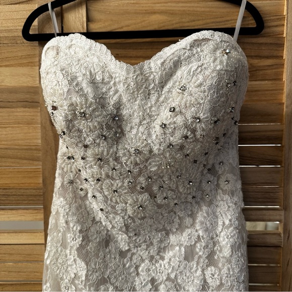 Wtoo Sisi Gown/11525 in Ivory Parisian Lace with Topaz Charmeuse Lining size 2 - Picture 6 of 15